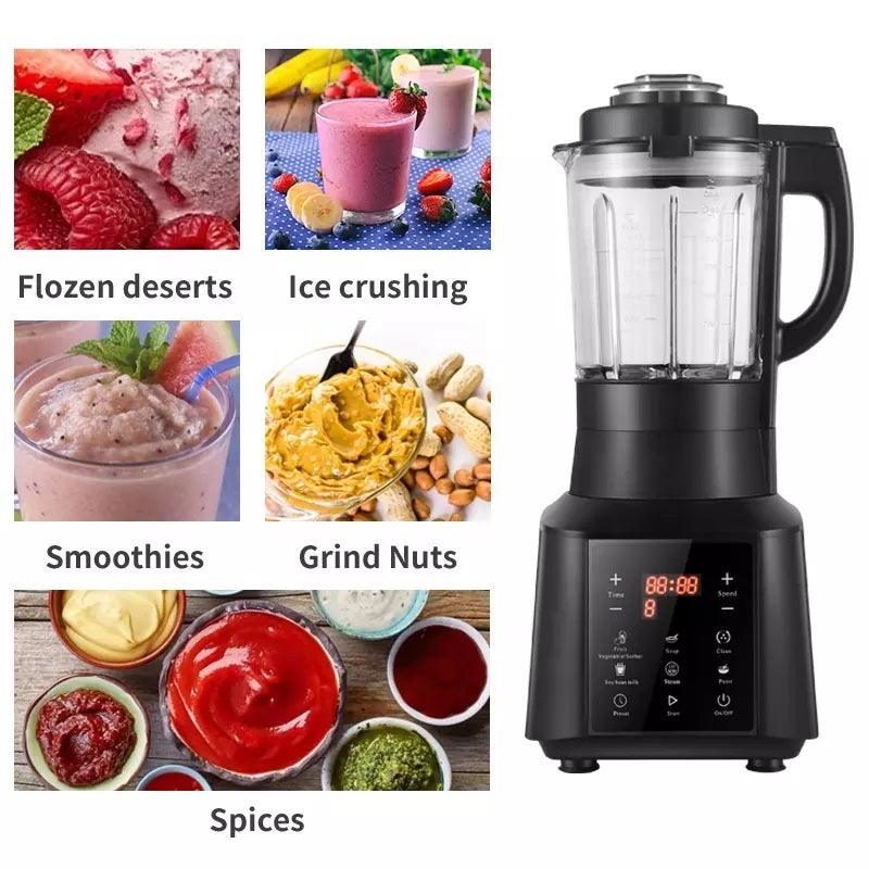 Eascandy 1.75L Heated Countertop Blender Make Hot Soups or Frozen Fruit Smoothie Blender with Preset Function, Black - Eascandy