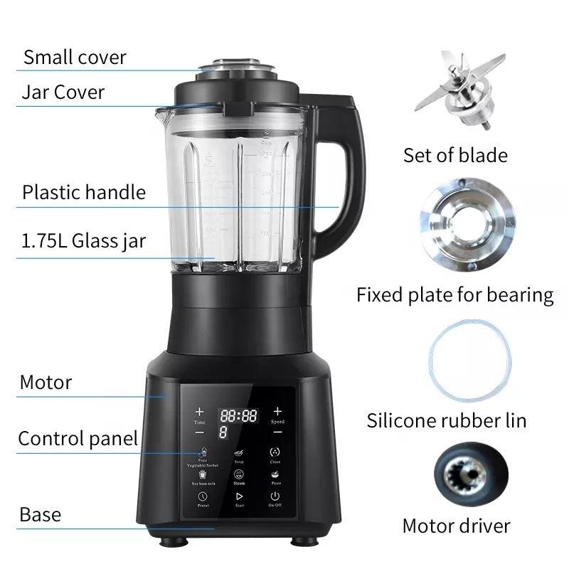 Eascandy 1.75L Heated Countertop Blender Make Hot Soups or Frozen Fruit Smoothie Blender with Preset Function, Black - Eascandy